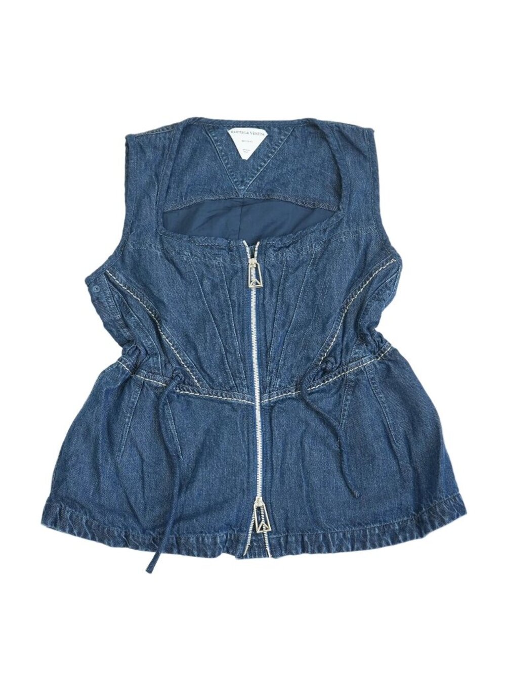 Bottega Veneta Salon 01 Denim Vest Zip Up Drawstring Size 42